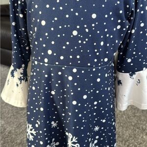 Navy Blue and White Kids Casual Dress